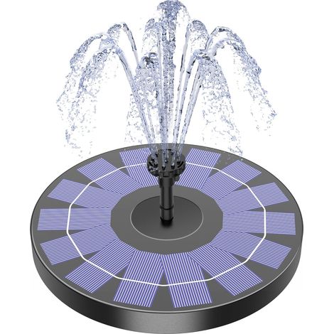 Fontaine solaire à pompe pour bain d'oiseaux avec 6 buses, 2,5 W pou jardin, étang, piscine, aquarium et extérieur(2,5W) (1/5)