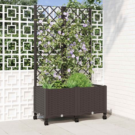 Teenpull – Pflanzkübel mit Spalier und Rädern Braun 80 x 40 x 146 cm PP (1/5)