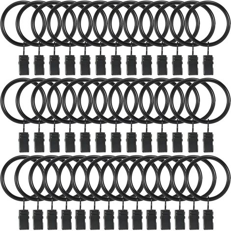40 Crochets de Rideaux, Anneaux Antirouille avec Clips, Décoratifs Vintage pour Rideaux (1/4)