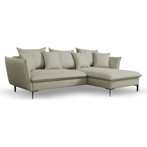 Canapé d'angle convertible en tissu vert clair LAZARE - Angle droit (1/5)
