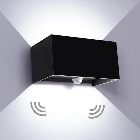 24W LED Applique Murale Exterieur Avec Détecteur De Mouvement Éclairage mural 6000K Avec Angle de Faisceau Réglable Lampe Murale Exterieur Up and Down Lampe IP65 Etanche(Noir)  JUNJUN