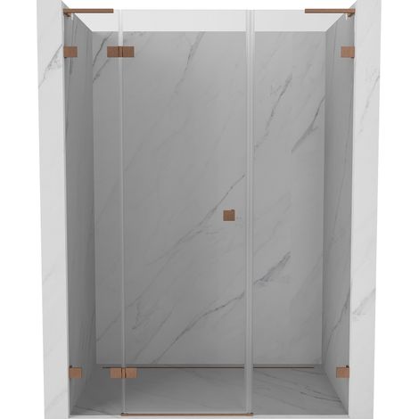 Mexen Lunar L porte de douche pivotante gauche 120 cm, transparent, cuivre brossé - 834SL-120-050-65-00-L (1/5)