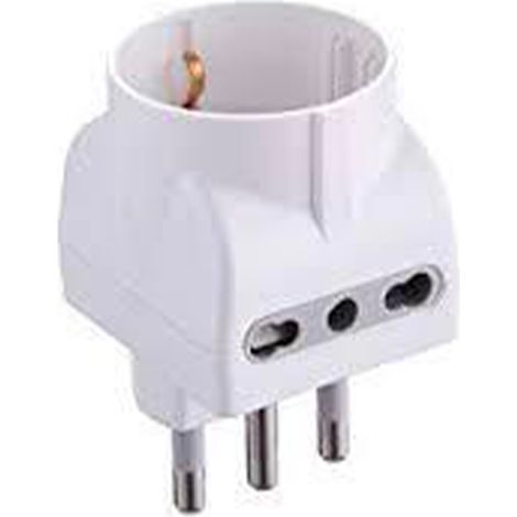 ADAPTADOR TRIPLE SCHUKO/BIVALENTE 2P+T - Enchufe 10/16A 2P+T