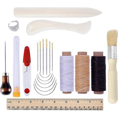 cuir Outils Kit Dequantit Voir Le Graphique Rparation  La Main Artisanat Cuir Fil Cir 8 Couleur Avec Aiguilles  Coudre Ciseaux Ruban  Mesurer Pour (1/5)