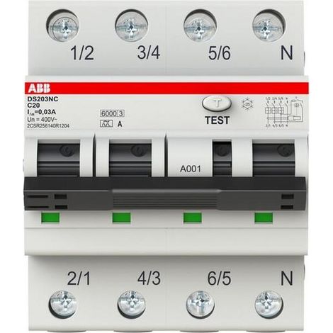 ABB FI/LS 3P+N TYP A C20 30MA (DS203NC C20 A30)