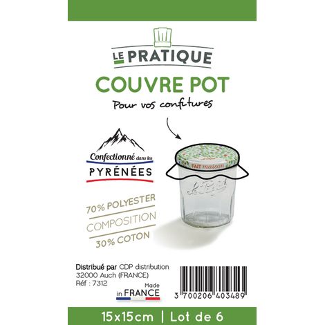 10 Lot De 6 Couvre Pots Confiture Coton 15 X 15 Cm - Le Pratique