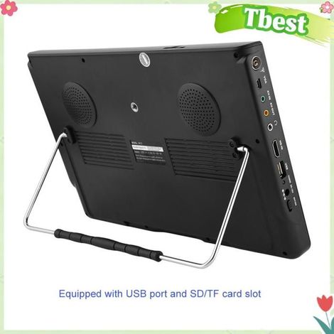 Tbest Télévision numérique portable 1 Portable TV HD 1080P Avec Batterie Rechargeable Pour Extérieur video support 12 pouces