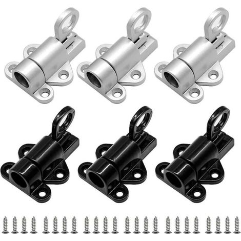 Loquet de porte automatique, 6 pièces, loquet de porte en aluminium, serrure de fenêtre, petit loquet épais avec vis, boulon de verrouillage à ressort (1/4)