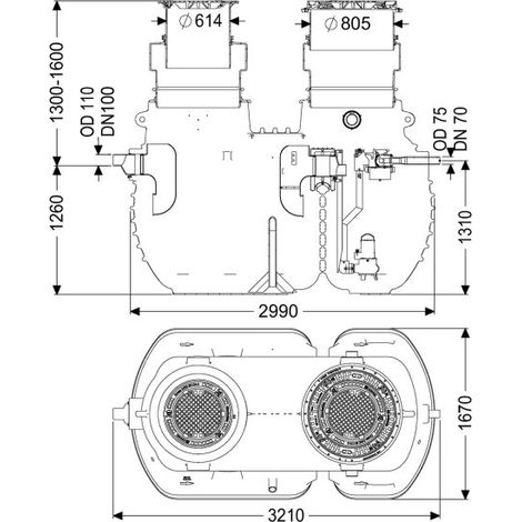 KESSEL 96004-DR-170D séparateur de graisses EasyClean encastrable