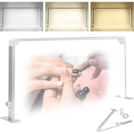 Lampe De Bureau Pour Manucure, 36W Lampes Demi Lune Onglerie, 3 Modes 4000K-6000K LED Dimmable, Lampe De Bureau Pour Manucure, Extension De Cils, Tatouage, Sourcils(86CM) (1/5)