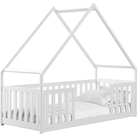 Cama Vista 114, Blanco, Individuales, 90x200, Madera, Somieres, 96x208x184cm
