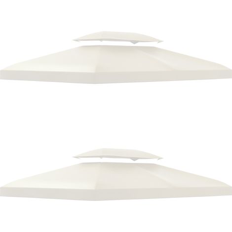 Lot de 2 toits de remplacement pour gazebo de jardin - Outsunny - polyester haute densité imperméabilisé 180 g/m² - 3 x 4 m - crème (1/5)