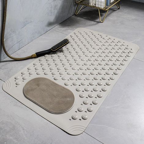 Tapis Massage PVC Carré 50x80cm Kaki, Ventouses Antidérapant Baignoire (1/4)