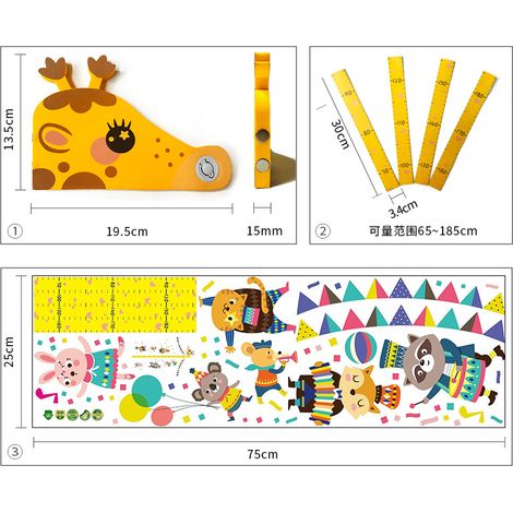 Règle De Taille Enfant - Affiche Murale 3D Avec Girafe En EVA - Réglable Et Réutilisable - Pour Suivre La Croissance - 1 Pièce (1/5)
