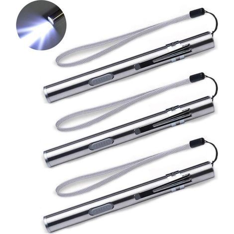 Set di 3 penne luminose per infermieri, penne luminose mediche a LED ricaricabili tramite USB, torcia in acciaio inossidabile per medici, studenti e professionisti sanitari (1/4)