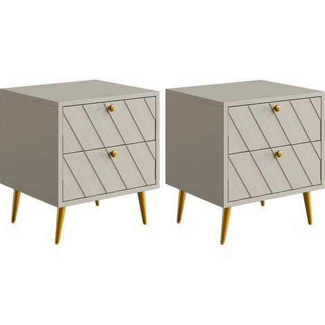 Comodino 2 cassetti Beige - Lotto di 2 - TEODA di Pascal MORABITO