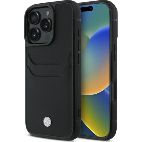 BMW BMHCP16X22RSEPK iPhone 16 Pro Max 6.9" negro/negro funda rígida Sign Leather ranura para tarjetas (1/5)