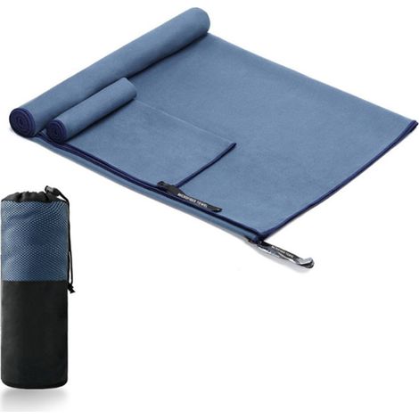 Serviette rafraîchissante microfibre séchage rapide douce confortable pour natation fitness sports plage bleu foncé (1/5)