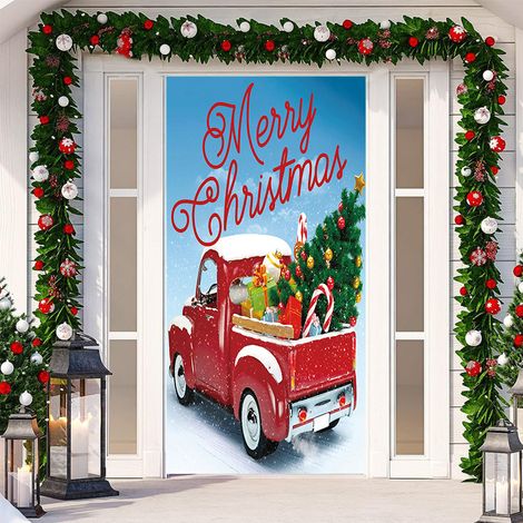 Nouvelle décoration adhésive de porte pour Noël, toile de fond festive, tapisserie pour porte de chambre, largeur de porte - SDMT-034 - 110 x 180 cm