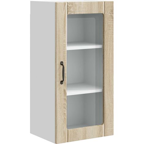 Maison Exclusive - Mobile in vetro da parete PORTO Rovere Sonoma 40 x 31 x 80 cm (1/5)
