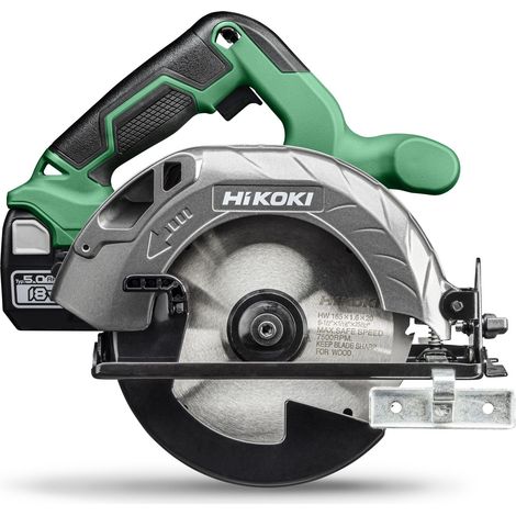 Hikoki – Scie circulaire 18V avec 2 batteries 5Ah – Diamètre lame 165 mm – Capacité de coupe 57 mm à 90° – Moteur Brushless puissant - C1806DAWRZ