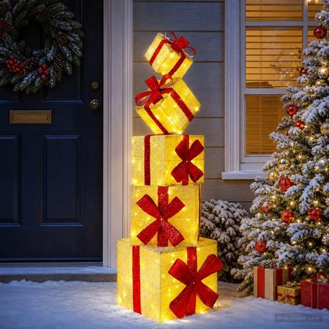 Décoration de Noël boîte cadeau 5 pc 125 LED Blanc chaud (1/5)