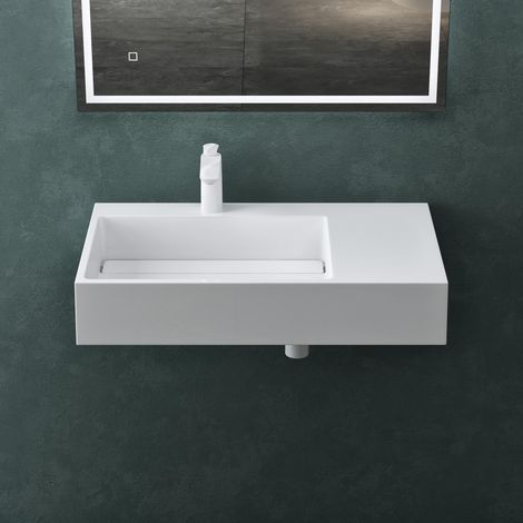 Mai & Mai Lavabo da Appoggio 75x43x14cm, Lavandino Bagno Colossum12-750 L Lavabo da Minerale Fuso Senza Troppopieno