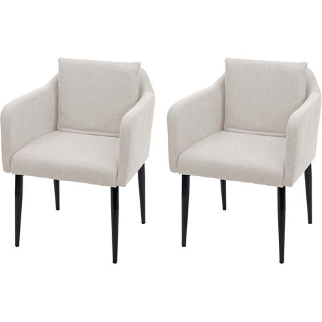 Ensemble de 2 chaises de salle à manger en tissu/textile crème-beige pieds en métal 040002087