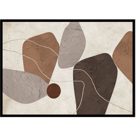 BILD POSTER 50x70cm Beige Weiß Braun Figuren Formen Abstraktion (1/2)