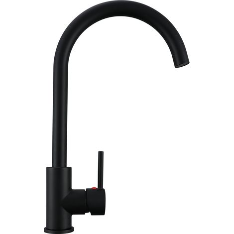 AICA Messingkern Küchenarmatur Einhandmischer 38cm Hochbogen 360° schwenkbar Wasserhahn für Küche Schwarz