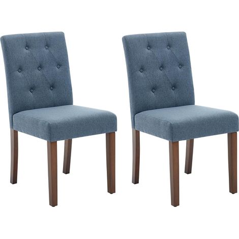 Lot de 2 Chaises de Salle à Manger Capitonnées - Style Parsons - Dossier Haut et Pieds en Bois Massif (1/5)