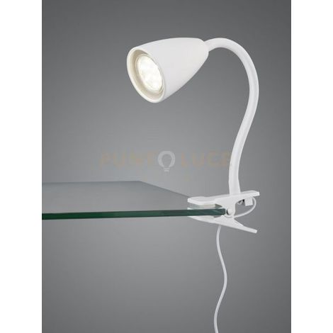 WANDA LAMPADA DA TAVOLO FLESSIBILE CON PINZA METALLO BIANCO H. 20CM 1 LUCE ATTACCO GU10
