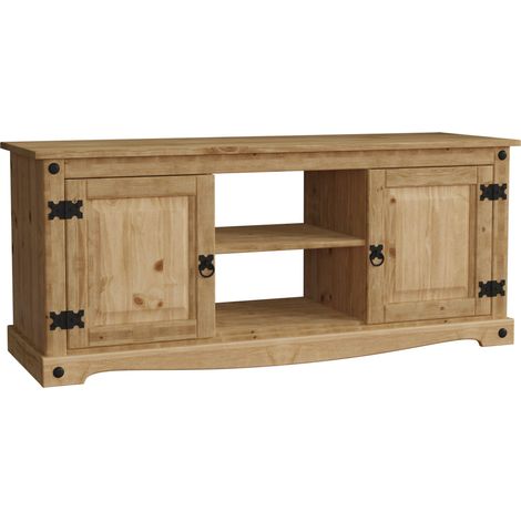 Corona Solid Pine TV Unit 2 Door 1 Shelf Cabinet Stand Storage Unit