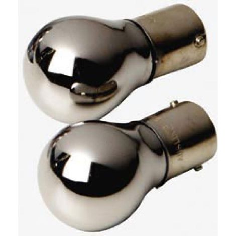 2 Ampoules BA15S Chromees - 12V 21W Blanc - Plots Alignes - Feux de Recul