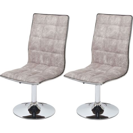 Juego de 2 sillas de comedor giratorias regulables en altura en tela gris vintage y metal cromado 040007348 (1/5)