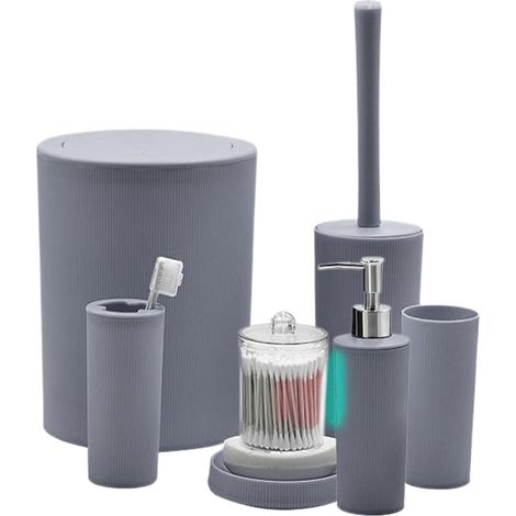 Ensemble Salle de Bain Porte-Brosse à Dents et Distributeur de Savon pour 7 Pièces Produits Salle de Bain Douche Gain de Place Maison Hôtel Intérieur Extérieur Vacances (1/5)