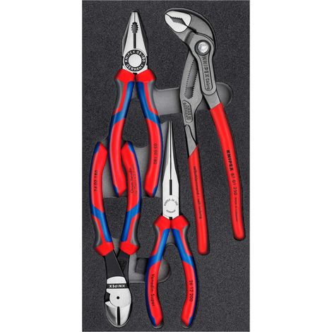 KNIPEX 00 20 01 V15 Jeu de pinces sur plateaux en mousse 4 pièces