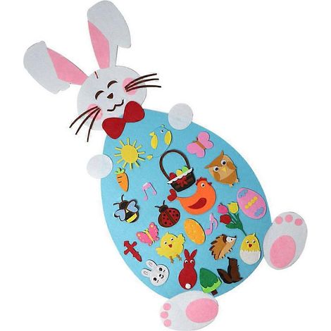 1 kit de bricolage lapin en feutrine, décoration de Pâques à suspendre (1/5)