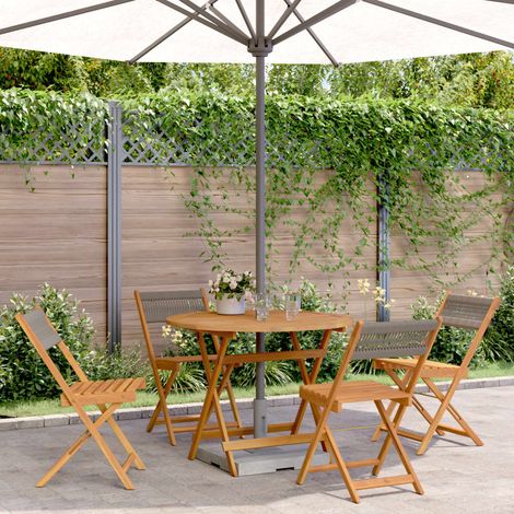 Ensemble à manger de jardin 5pcs-Salon de jardin-Ensemble repas d'extérieur gris polypropylène bois massif 302240 (1/5)