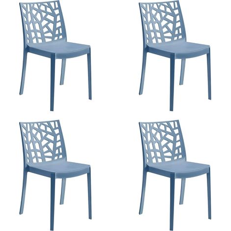 GLOUPIE Set 4 Sedie Matrix In Polipropilene Blu , Dim. 55x47x82 Cm,Peso 4 Kg,Per Interno Ed Esterno,Made In Italy,Impilabili (1/5)