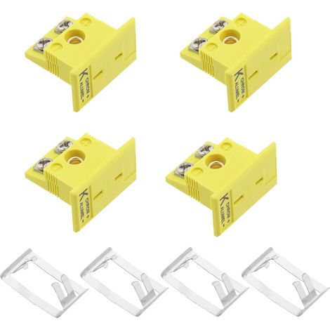 Lot de 4 connecteurs de fil thermocouple de type K avec panneau, mini prise jaune avec installation sur panneau, 21 mm x 24 mm x 14 mm (1/5)