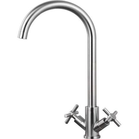 Robinet Cuisine Robinetterie de Cuisine avec Chauffe-eau Instantané Mitigeur Cuisine Mélangeur Robinet D'évier Cuisine 360° avec 2 Poignées (1/3)