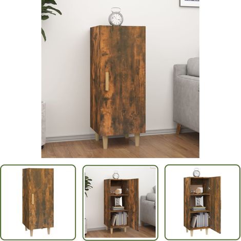 The Living Store Buffet Chêne fumé 34,5x34x90 cm Bois d'ingénierie - Buffet - Commode - Meuble De Rangement - Mobilier - Salon (1/5)
