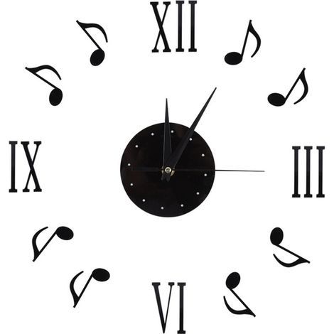 Horloge murale autocollante, avec horloges CD en vinyle, horloge à notes musicales, mouvement de balayage silencieux, pour salon, bureau, chambre à coucher (1/5)