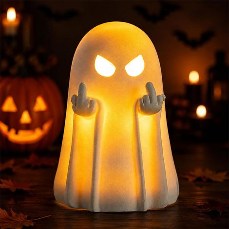 Stimmungsvolle Lichtlösung: Mittelfinger Geisterfigur, 3D Niedliche, Halloween Deko Geisterlampe (1/5)