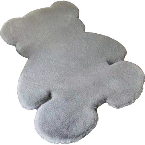 Tapis de chambre mignon, moelleux en forme d'ours, tapis de sol shaggy pour enfants et adolescentes, salon, gris 45x60 (1/5)
