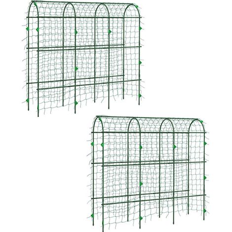 2er Set rankgitter Rankhilfe für Kletterpflanzen verstellbares Spalier Pflanzengitter mit Netz Pflanzengerüst Stahl Grün 43 x 182 x 183 cm für Garten Balkon