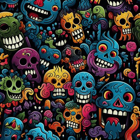 Tela decorativa para exteriores Oxford - Motivo de calavera I DX4734 (1/5)
