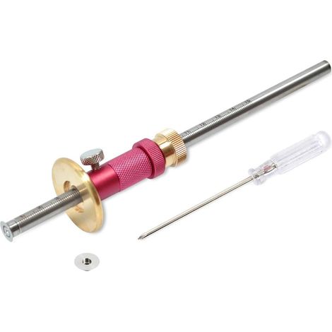 Trusquin de traçage, avec roue pour bois tendres et durs, verrou sécurité, fonction micro réglage, tournevis inclus Rouge - (1/5)
