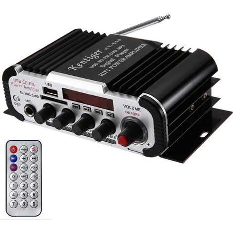 HY600 Karaoke-Mikrofon, USB-/SD-Kartenleser, FM-Mini-Verstärker (12 V) für Auto/Zuhause – Schwarz (1/4)